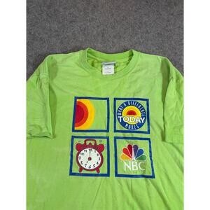 VINTAGE 90s NBC Today TV Show Shirt Mens Neon Green Graphic Tee Preshrunk XL